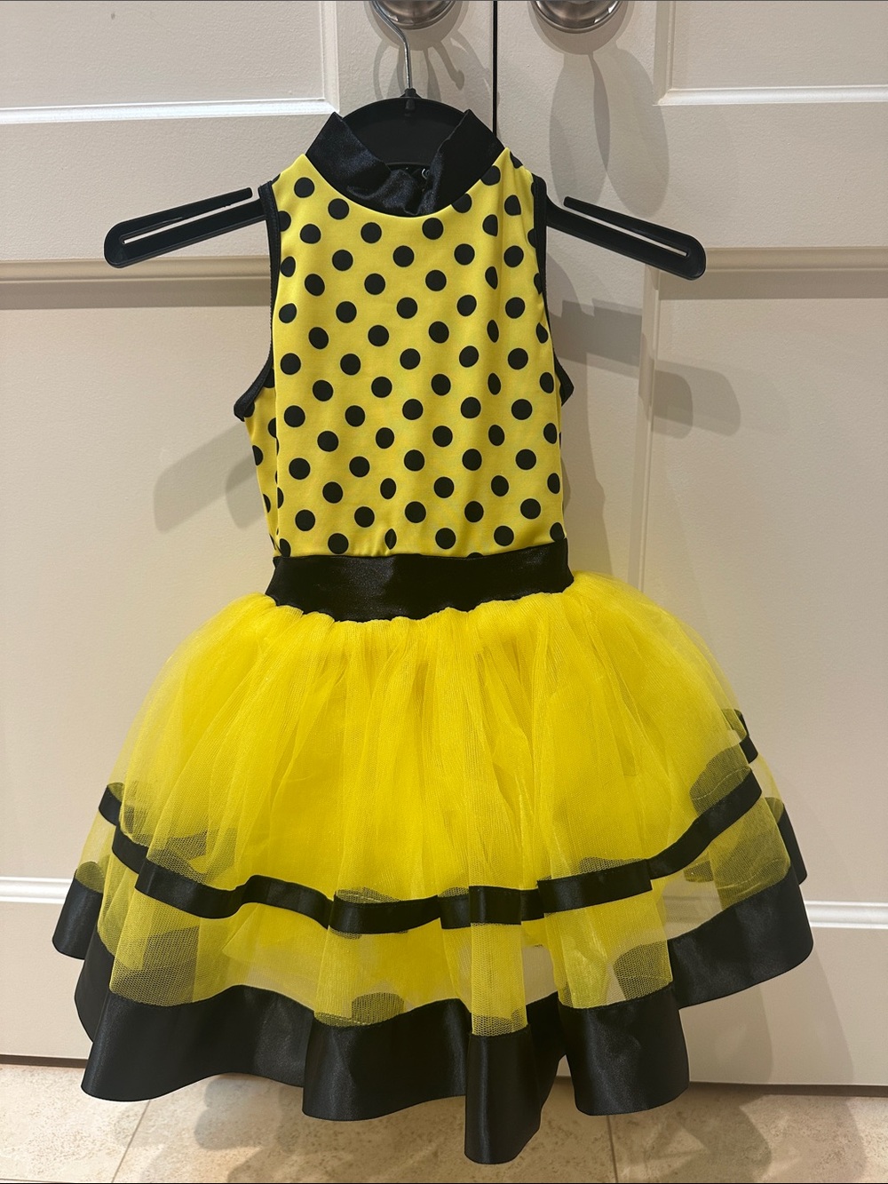 Weissman SC (4-6 yo) Yellow Polka Dot Dance Skirted Leotard 64830 Bumble Bee